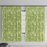 Omaomao Hawaii Breadfruit Palaka Motifs Window Curtain LT14 With Hooks Green - Polynesian Pride