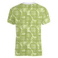 Omaomao Hawaii Breadfruit Palaka Motifs Women V-Neck T-Shirt LT14 - Polynesian Pride