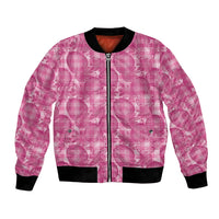 Alaka Hawaii Breadfruit Palaka Motifs Bomber Jacket LT14 Unisex Pink - Polynesian Pride