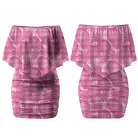 Alaka Hawaii Breadfruit Palaka Motifs Family Matching Off Shoulder Short Dress and Hawaiian Shirt LT14 Mom's Dress Pink - Polynesian Pride