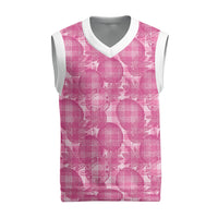 Alaka Hawaii Breadfruit Palaka Motifs Christmas Knitted V-Neck Vest LT14 Pink - Polynesian Pride
