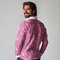 Alaka Hawaii Breadfruit Palaka Motifs Long Sleeve Polo Shirt LT14 - Polynesian Pride