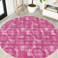 Alaka Hawaii Breadfruit Palaka Motifs Round Carpet LT14 Pink - Polynesian Pride