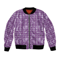 Poni Hawaii Breadfruit Palaka Motifs Bomber Jacket LT14 Unisex Purple - Polynesian Pride