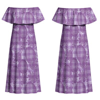 Poni Hawaii Breadfruit Palaka Motifs Family Matching Off Shoulder Maxi Dress and Hawaiian Shirt LT14 Mom's Dress Purple - Polynesian Pride