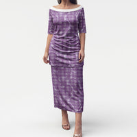 Poni Hawaii Breadfruit Palaka Motifs Puletasi LT14 Long Dress Purple - Polynesian Pride