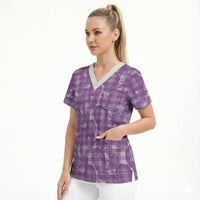 Poni Hawaii Breadfruit Palaka Motifs Scrub Top LT14 - Polynesian Pride