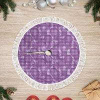 Poni Hawaii Breadfruit Palaka Motifs Tree Skirt LT14 Fringed Purple - Polynesian Pride