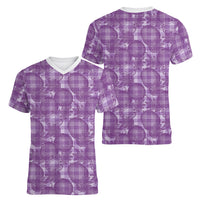 Poni Hawaii Breadfruit Palaka Motifs Women V-Neck T-Shirt LT14 - Polynesian Pride
