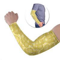 Melemele Hawaii Breadfruit Palaka Motifs Arm Sleeves LT14 Set of 2 Yellow - Polynesian Pride