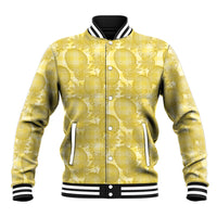 Melemele Hawaii Breadfruit Palaka Motifs Baseball Jacket LT14 Unisex Yellow - Polynesian Pride