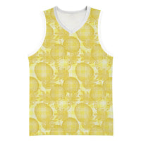 Melemele Hawaii Breadfruit Palaka Motifs Basketball Jersey LT14 Unisex Yellow - Polynesian Pride