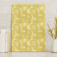 Melemele Hawaii Breadfruit Palaka Motifs Canvas Wall Art LT14 Without Frame Yellow - Polynesian Pride
