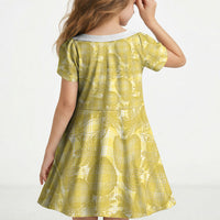 Melemele Hawaii Breadfruit Palaka Motifs Kid Short Sleeve Dress LT14 - Polynesian Pride