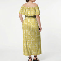 Melemele Hawaii Breadfruit Palaka Motifs Off Shoulder Maxi Dress LT14 - Polynesian Pride