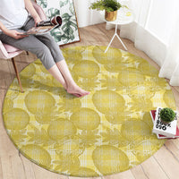 Melemele Hawaii Breadfruit Palaka Motifs Round Carpet LT14 - Polynesian Pride