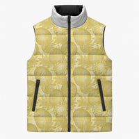 Melemele Hawaii Breadfruit Palaka Motifs Sleeveless Puffer Jacket LT14 Unisex Yellow - Polynesian Pride