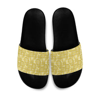 Melemele Hawaii Breadfruit Palaka Motifs Slide Sandals LT14 Yellow - Polynesian Pride
