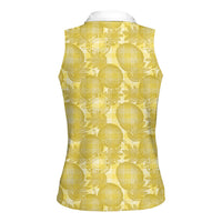 Melemele Hawaii Breadfruit Palaka Motifs Women Sleeveless Polo Shirt LT14 - Polynesian Pride