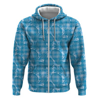 Polu Hawaii Breadfruit Palaka Motifs Hoodie LT14 Zip Hoodie Blue - Polynesian Pride