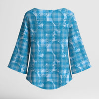 Polu Hawaii Breadfruit Palaka Motifs Kimono Sleeve Blouse LT14 - Polynesian Pride