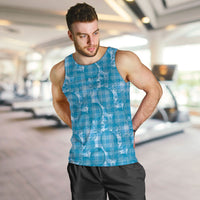 Polu Hawaii Breadfruit Palaka Motifs Men Tank Top LT14 Blue - Polynesian Pride