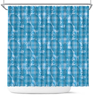 Polu Hawaii Breadfruit Palaka Motifs Shower Curtain LT14 Blue - Polynesian Pride