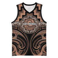 Aotearoa Kati Mamoe Personalised Basketball Jersey Maori Iwi Poutama Puhoro Tattoo LT14 Unisex Brown - Polynesian Pride
