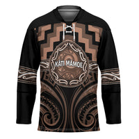 Aotearoa Kati Mamoe Personalised Hockey Jersey Maori Iwi Poutama Puhoro Tattoo LT14 Unisex Brown - Polynesian Pride