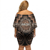 Aotearoa Kati Mamoe Personalised Off Shoulder Short Dress Maori Iwi Poutama Puhoro Tattoo LT14 - Polynesian Pride