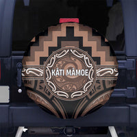 Aotearoa Kati Mamoe Spare Tire Cover Maori Iwi Poutama Puhoro Tattoo LT14 No hole Brown - Polynesian Pride