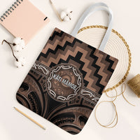 Aotearoa Kati Mamoe Tote Bag Maori Iwi Poutama Puhoro Tattoo LT14 White Strap One Size Brown - Polynesian Pride