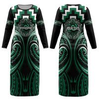 Aotearoa Whakatohea Personalised Couples Matching Long Sleeve Bodycon Dress and Hawaiian Shirt Maori Iwi Poutama Puhoro Tattoo LT14 - Polynesian Pride