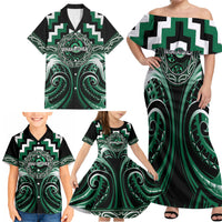 Aotearoa Whakatohea Personalised Family Matching Off Shoulder Maxi Dress and Hawaiian Shirt Maori Iwi Poutama Puhoro Tattoo LT14 - Polynesian Pride