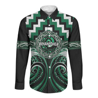 Aotearoa Whakatohea Personalised Long Sleeve Button Shirt Maori Iwi Poutama Puhoro Tattoo LT14 Unisex Green - Polynesian Pride