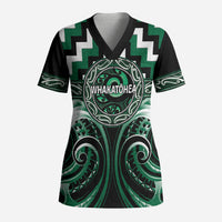 Aotearoa Whakatohea Personalised Scrub Top Maori Iwi Poutama Puhoro Tattoo LT14 Adult Green - Polynesian Pride