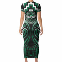Aotearoa Whakatohea Personalised Short Sleeve Bodycon Dress Maori Iwi Poutama Puhoro Tattoo LT14 - Polynesian Pride