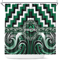 Aotearoa Whakatohea Shower Curtain Maori Iwi Poutama Puhoro Tattoo LT14 Green - Polynesian Pride