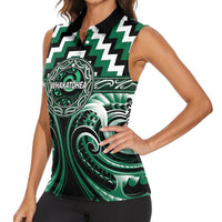 Aotearoa Whakatohea Personalised Women Sleeveless Polo Shirt Maori Iwi Poutama Puhoro Tattoo LT14 - Polynesian Pride