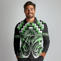 Aotearoa Ngati Awa Personalised Long Sleeve Polo Shirt Maori Iwi Poutama Puhoro Tattoo LT14 - Polynesian Pride