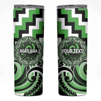 Aotearoa Ngati Awa Personalised Skinny Tumbler Maori Iwi Poutama Puhoro Tattoo LT14 Green - Polynesian Pride