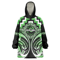 Aotearoa Ngati Awa Personalised Wearable Blanket Hoodie Maori Iwi Poutama Puhoro Tattoo LT14 One Size Green - Polynesian Pride