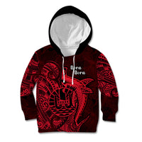 French Polynesia Bora Bora Kid Hoodie Polynesian Shark Tattoo With Hibiscus Red Version LT14 Red - Polynesian Pride