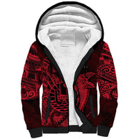 French Polynesia Bora Bora Sherpa Hoodie Polynesian Shark Tattoo With Hibiscus Red Version LT14 Unisex Red - Polynesian Pride