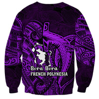 French Polynesia Bora Bora Sweatshirt Polynesian Shark Tattoo With Hibiscus Purple Version LT14 - Polynesian Pride