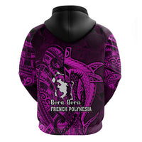 French Polynesia Bora Bora Hoodie Polynesian Shark Tattoo With Hibiscus Pink Version LT14 - Polynesian Pride