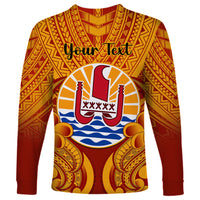 Personalised French Polynesia Long Sleeve Shirt Coat Of Arms With Polynesian Plumeria LT14 - Polynesian Pride