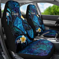 Tokelau Fakaofo Atoll Car Seat Cover Polynesian Tattoo Plumeria With Map