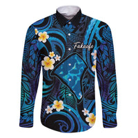 Tokelau Fakaofo Atoll Family Matching Summer Maxi Dress and Hawaiian Shirt Polynesian Tattoo Plumeria With Map