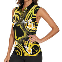 Tokelau Atafu Atoll Women Sleeveless Polo Shirt Polynesian Tattoo Plumeria With Map